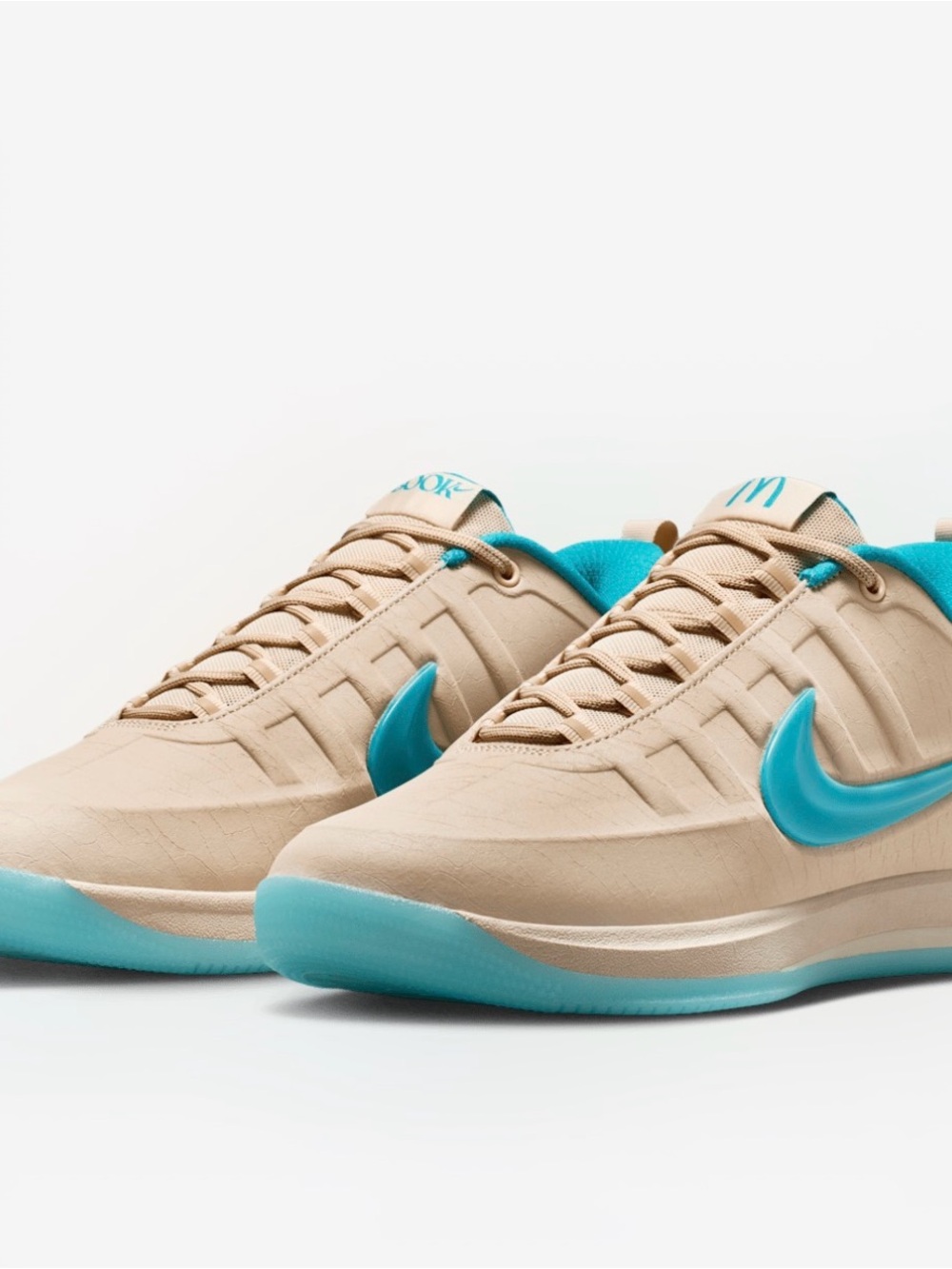 Nike Men’s book 2 mc Donalds Low-Top Sneakers in Beige with Teal Accents